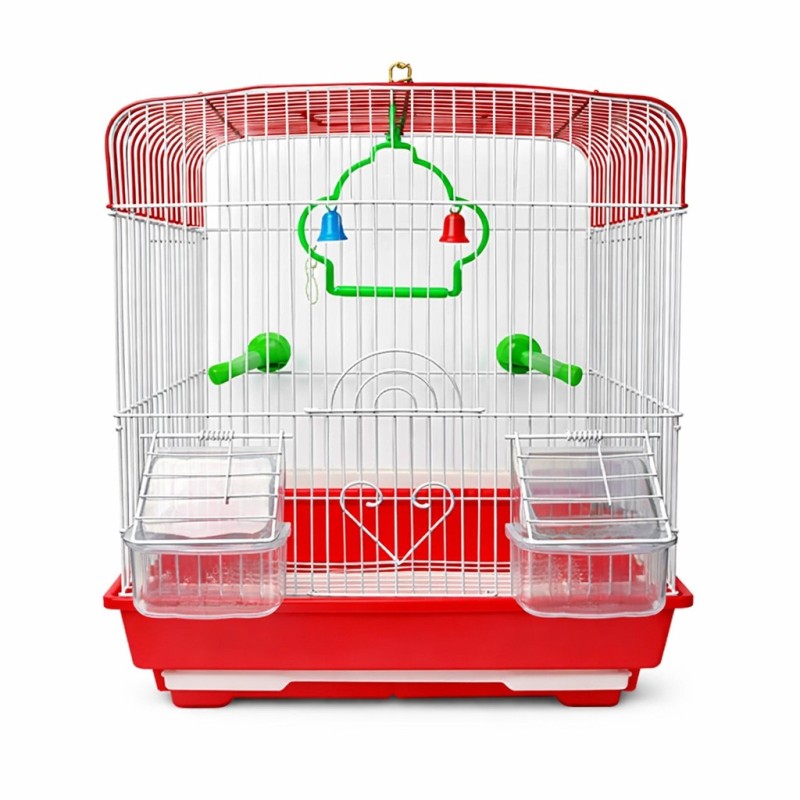 JAULA AVES CUBO 30X23X39CM ROJA