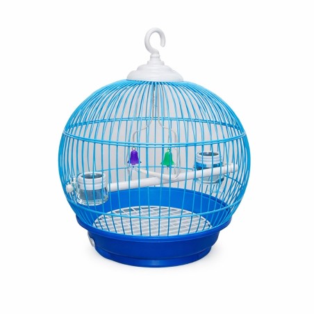 JAULA PARA AVES REDONDA CHICA 28X38CM AZUL