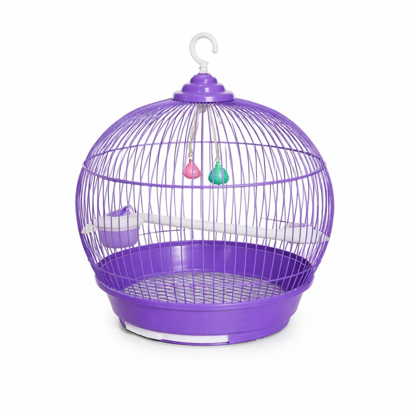 JAULA PARA AVES REDONDA CHICA 28X38CM MORADA